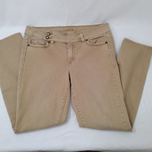 Cache Jeans - Tan with jewel embellishments and topstitching - Tan  -  Size 8 - Picture 3 of 10